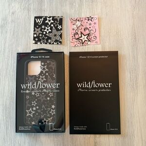 wildflower case and screen protector for iphone 13/14 pro